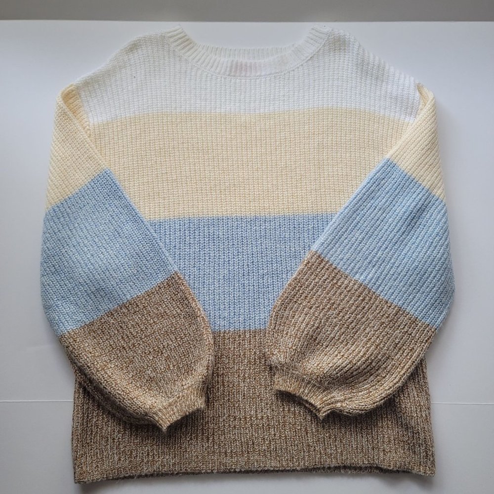 Pink Lily Sweater Women's Small Chunky Striped Knit Long Sleeve